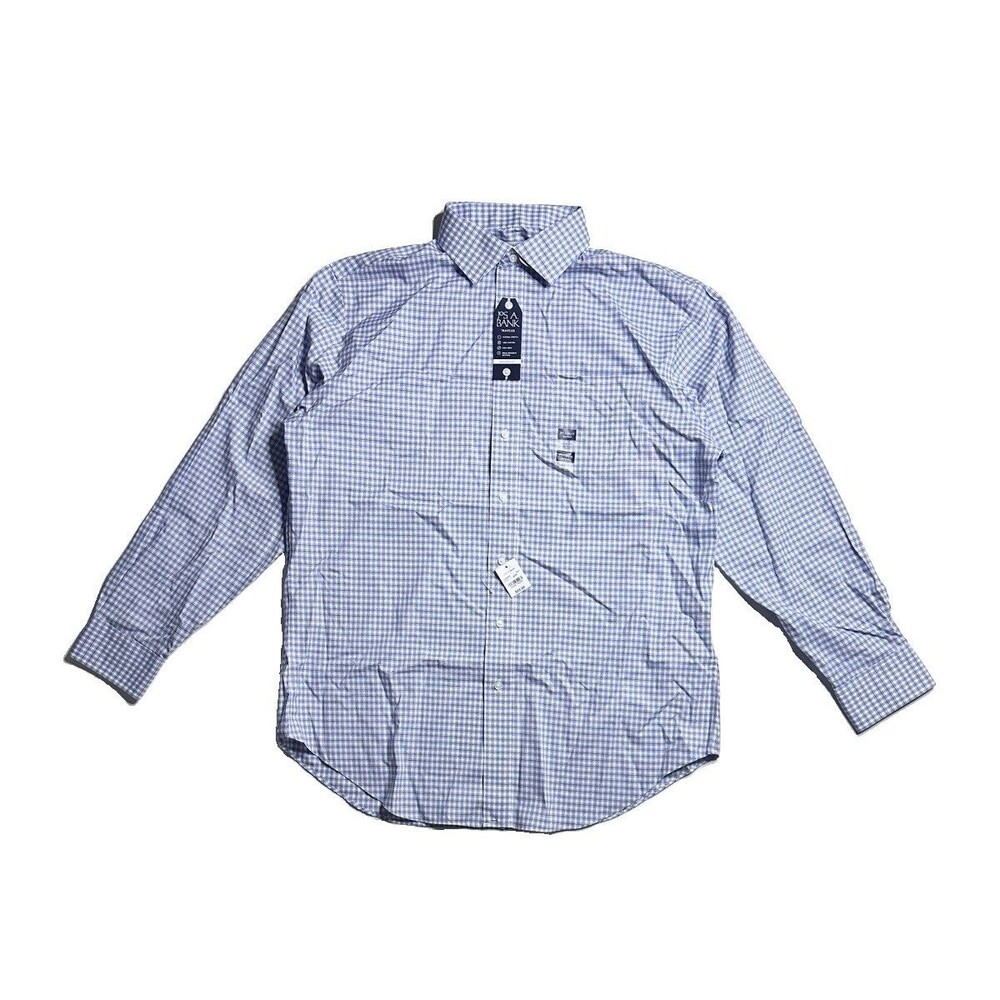 Jos. A. Bank Men's Blue Plaid Traveler Dress Shirt 17 34/35 NWT